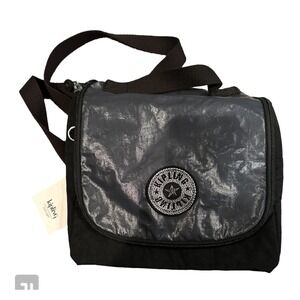 Kipling Kichirou‎ Insulated Lunch Bag Black Metallic Grey Crossbody NWT